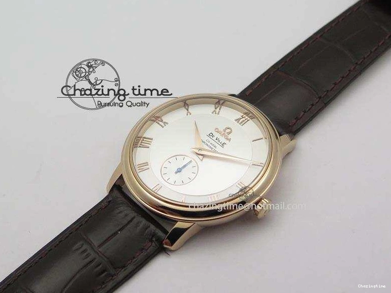 0316 Popular De Ville MK 1:1 Best Edition RG White Dial On Black Leather Asian Seagull T1701 (Sec@6) 8237